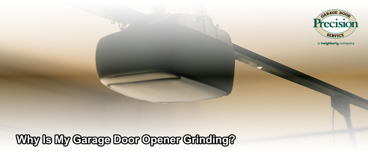 Garage door opener mounted on ceiling of a residential garage in New Jersey, showing mechanical drive components