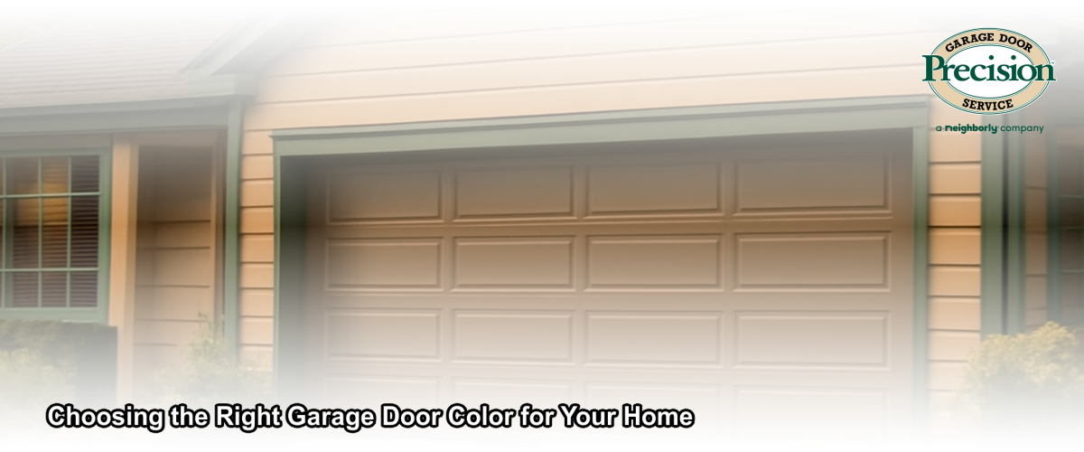 A freshly installed garage door in a warm neutral tone on a suburban Central Jersey home with green landscaping and clear afternoon light