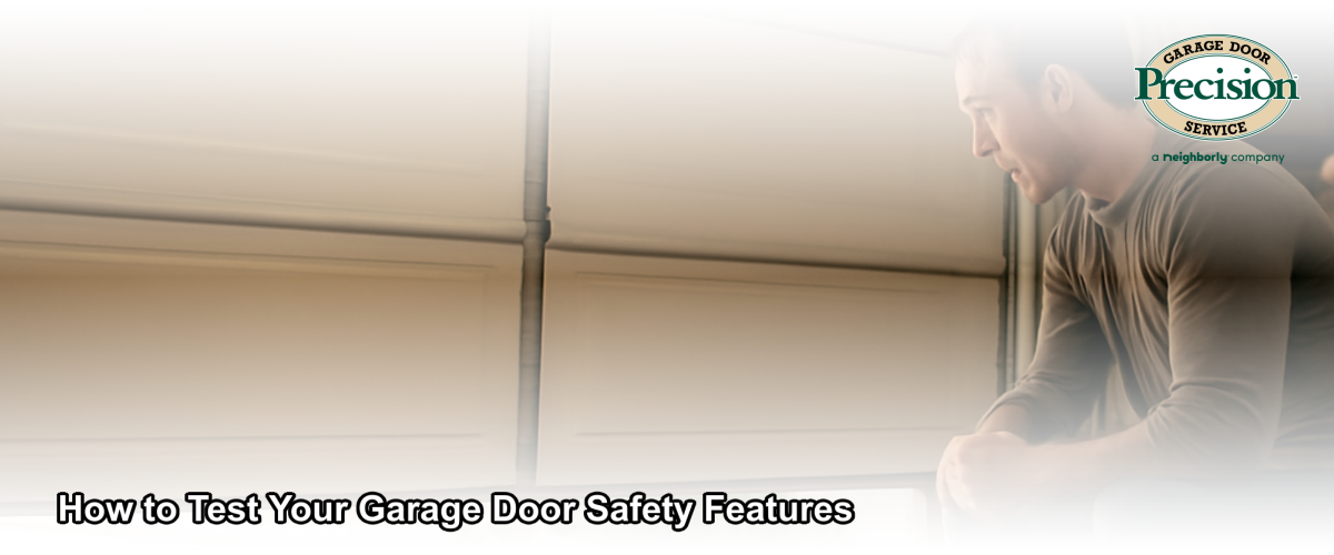 Homeowner testing garage door auto-reverse safety feature in a residential garage in New Jersey