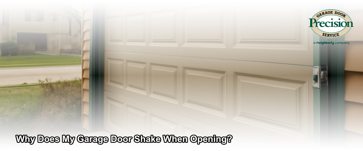 A residential garage door on a home in Brick Township NJ showing visible track and roller hardware that can cause shaking or vibrating when the door opens