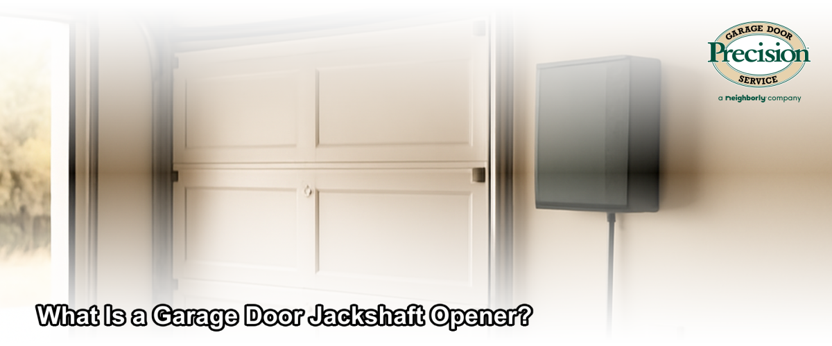 Wall-mounted jackshaft garage door opener installed beside a residential garage door in New Jersey